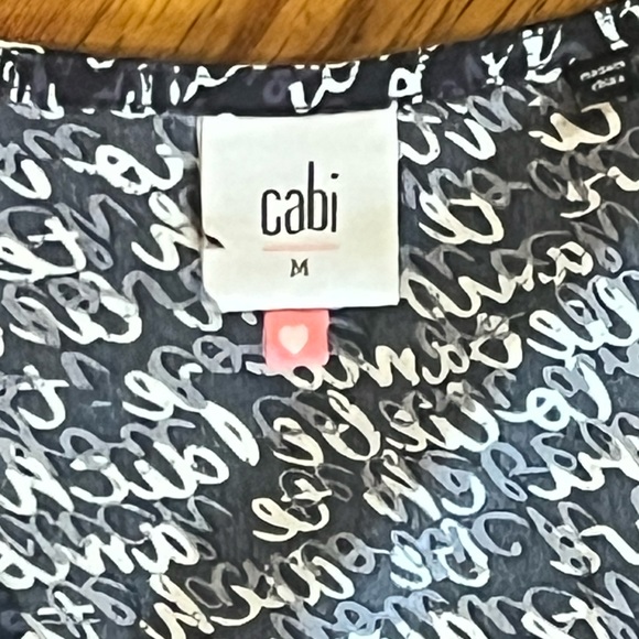 EUC Navy Cabi V-Neck Print Long Sleeve Blouse - Picture 3 of 4